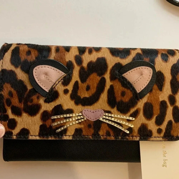 Rare KATE SPADE Black Run Wild Leopard Leather Crossbody Bag - Picture 6 of 16